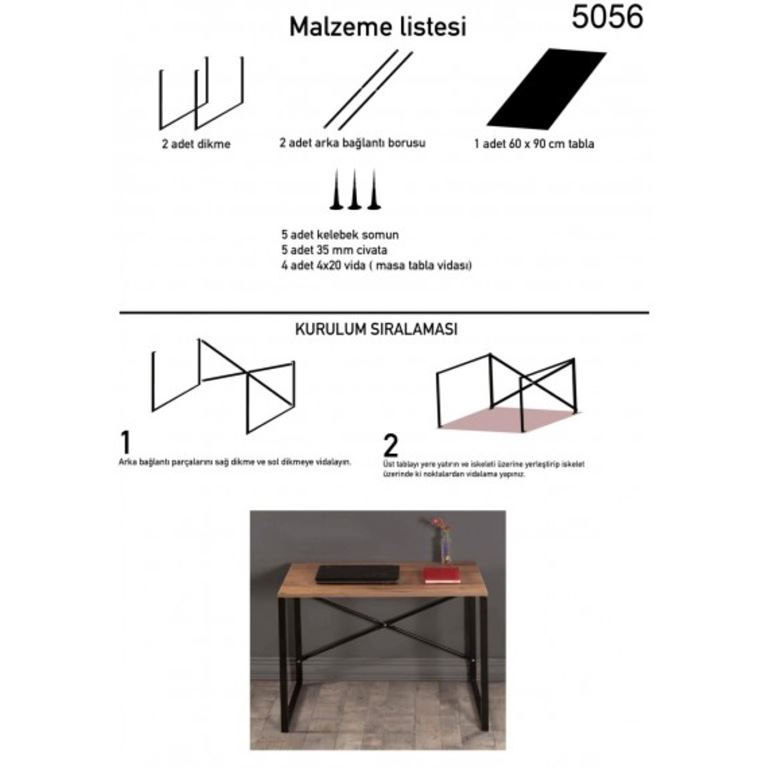 AHŞAP ÇOK AMAÇLI ÇALIŞMA MASASI/ BİLGİSAYAR MASASI - 3